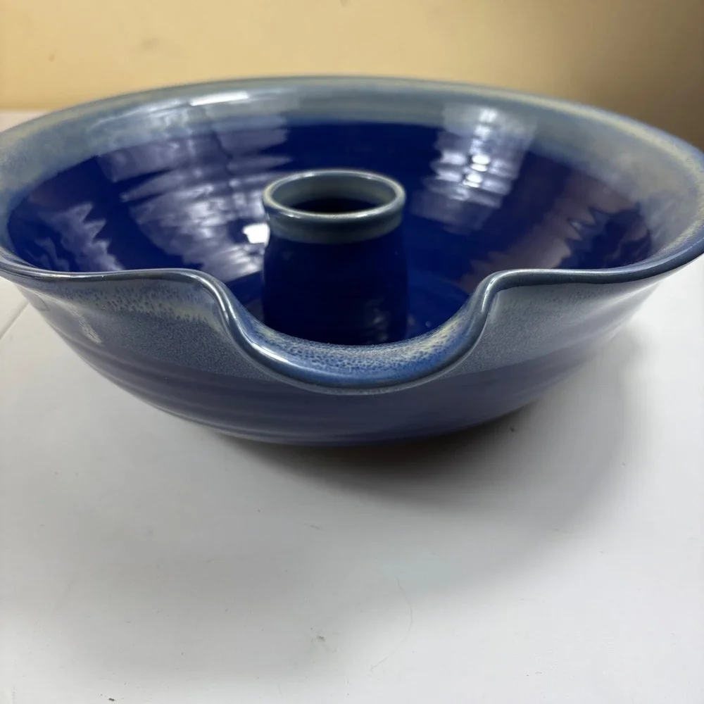 Tumbleweed Pottery Cobalt Blue Upright‎ Chicken Roaster Stoneware